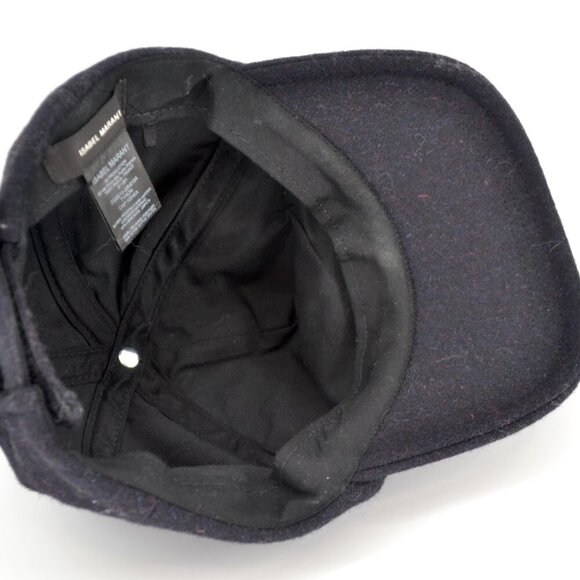 Isabel Marant Wool Tyron Cap Hat Midnight Blue Curved Brim Embroidered Logo - Picture 7 of 11